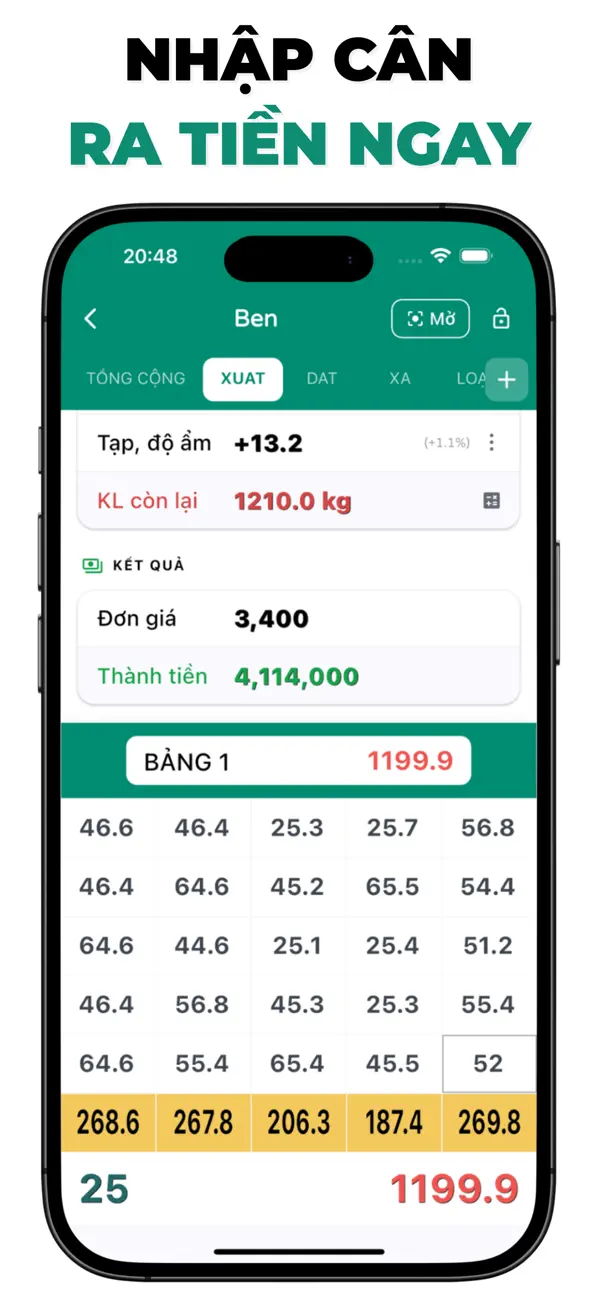 Screenshot #1 pour Cân Nông: Ghi Lúa & Nông Sản