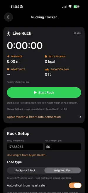 Rucking Calorie Calculator screenshot 2