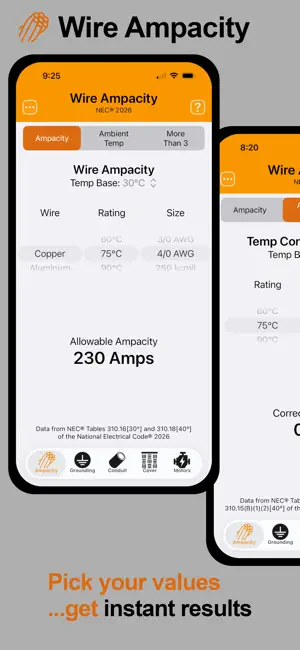NG Wire: NEC Ampacity & Fill screenshot 1