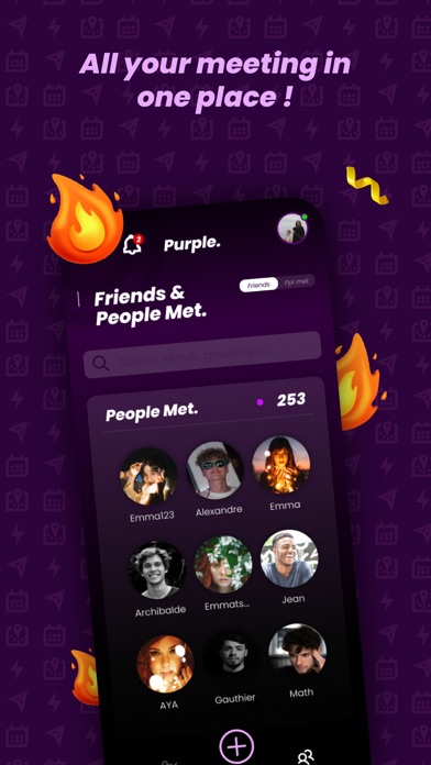 Purple. Social Timeline. Screenshot