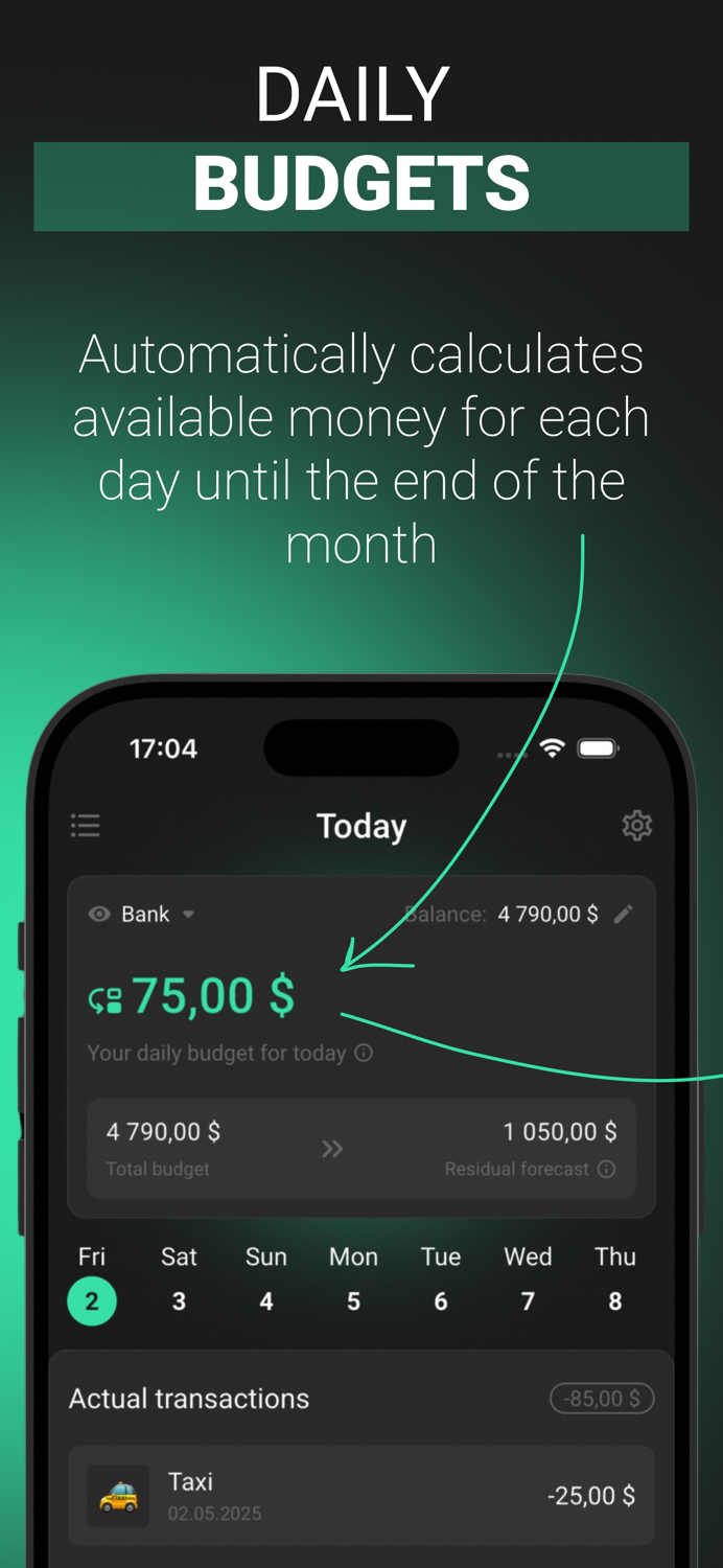 Monety Daily budget planner
