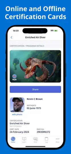 Captura de pantalla de PADI en iPhone 6