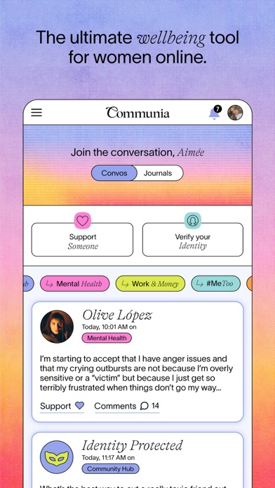 Communia: women's social media Screenshot