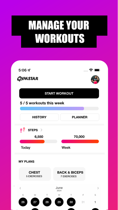 Gym Workout Planner - Gymstar Screenshot