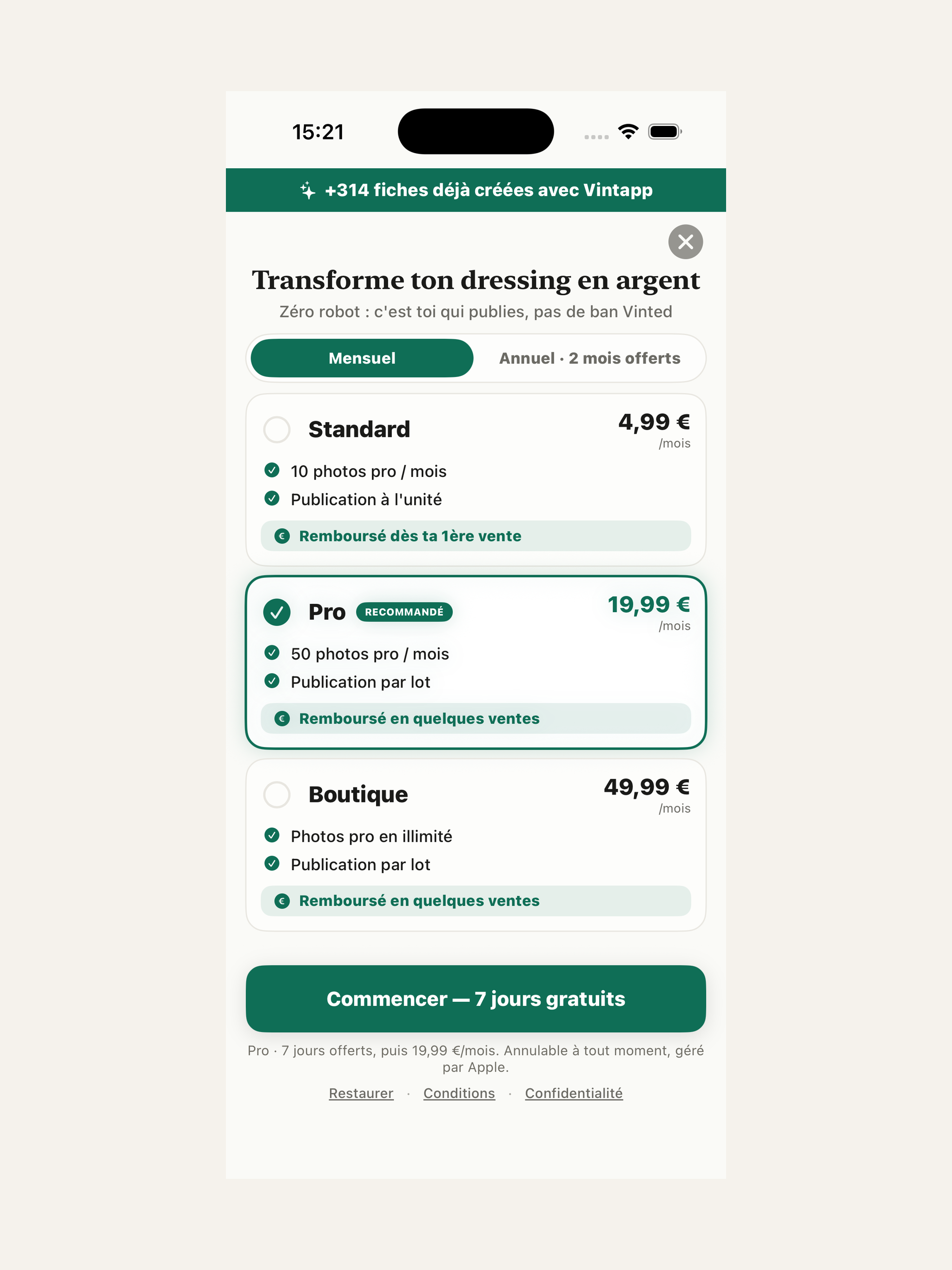 Vintapp: Annonce Vinted IA