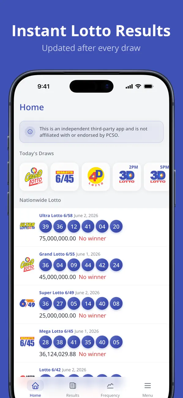 Screenshot #1 pour Linotto: PCSO Lotto Results
