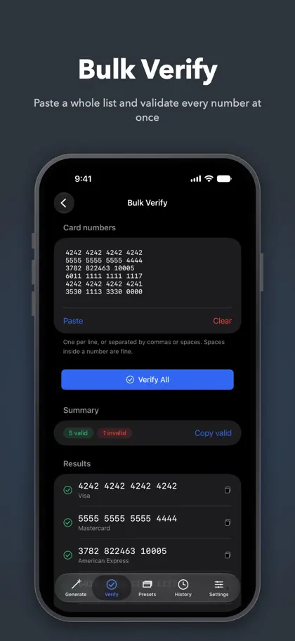 Screenshot 4 di 6 di Credit Card Generator: Test