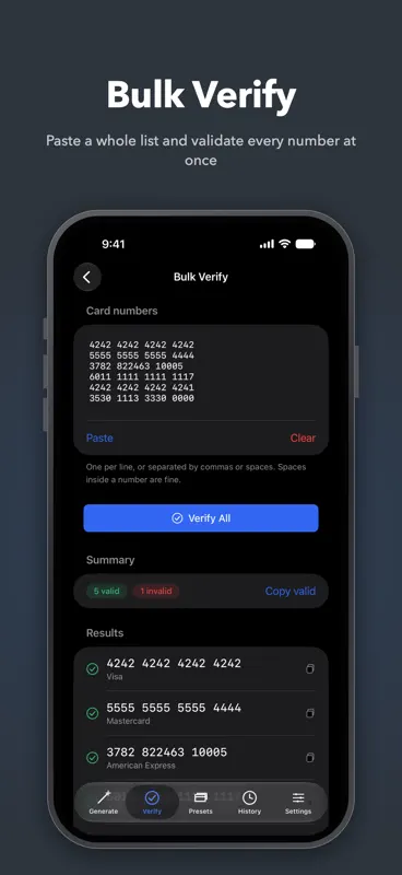 Credit Card Generator: Test screenshot 4 of 10