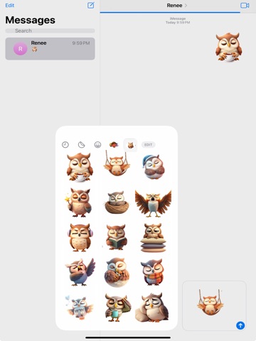 Sleepy Owl Stickers iPad screenshot