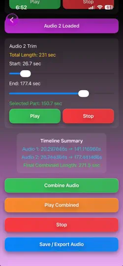 Скриншот Audiovex на iPhone 5