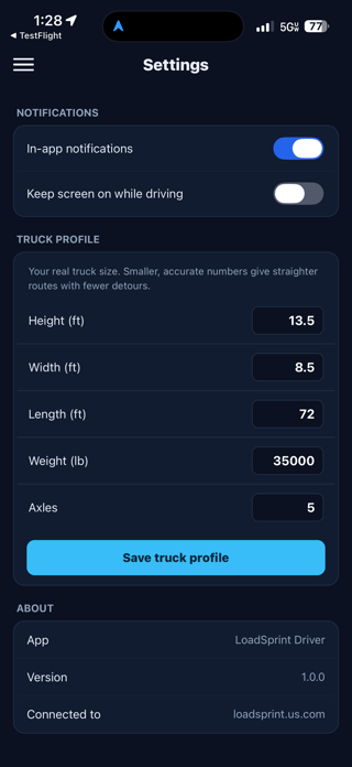 LoadSprint Driver Screenshot 1 of 4