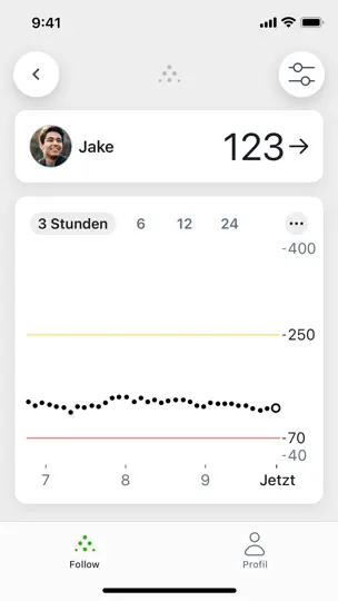 Screenshot von Dexcom Follow auf dem iPhone 3
