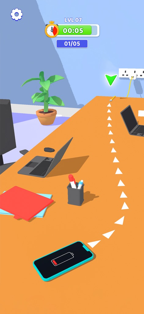 Crazy Challenge: Mini Games - Este desafio exige que os jogadores conectem um smartphone com bateria baixa a um cabo carregador que leva a uma tomada de parede.