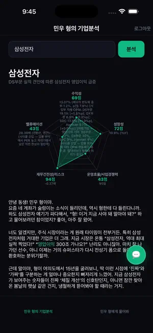 기업읽기 - 상장기업 AI 재무분석 screenshot 1