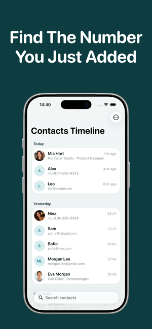 Recent Contacts Timeline Screenshot