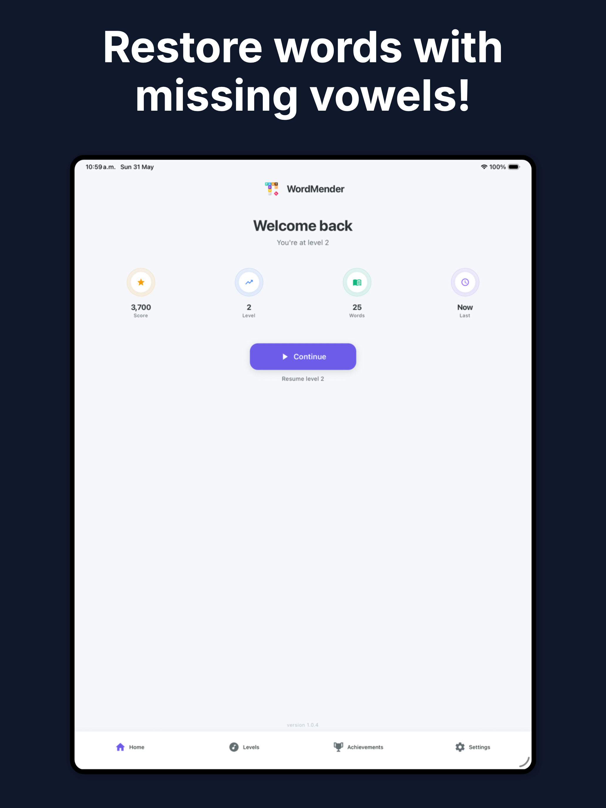 WordMender: Word Vowel Puzzle