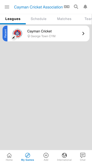 Cayman Cricket Association Screenshot