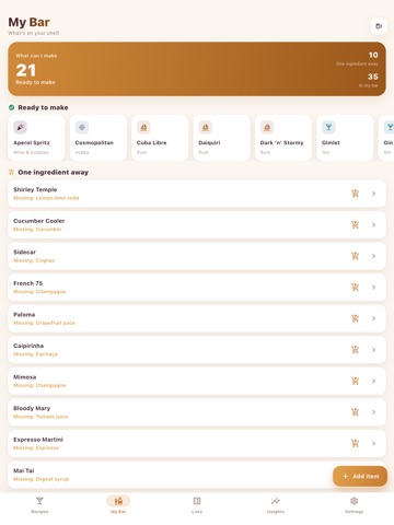 Shakerly: Cocktails & Bar iPad screenshot