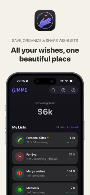 Gimme: Wishlist Gift Registry screenshot 1