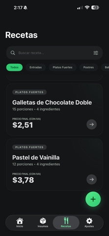 Recetas&CostosPlus iPhone screenshot