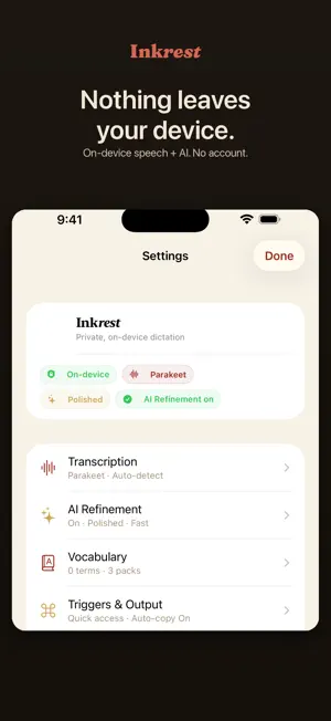 Inkrest: Private Dictation screenshot 2