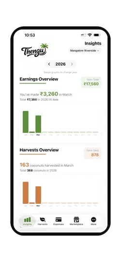 Captura de pantalla de Thengu: Coconut Farm Tracker en iPhone 1