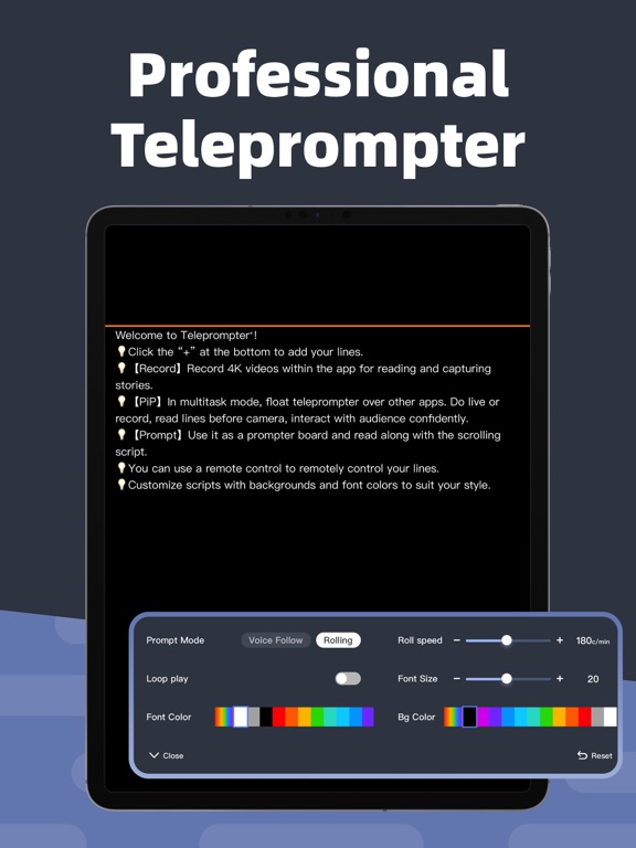 Teleprompter⁺ iPad screenshot 4 - Photo & Video app