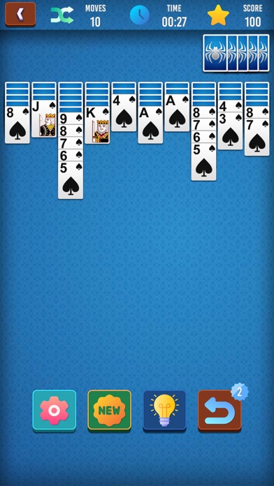 Classic Spider Solitaire Game Screenshot