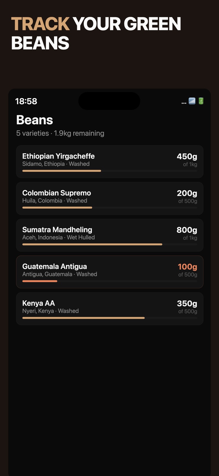Chaff — Home Coffee Roast Log iphone screenshot 2