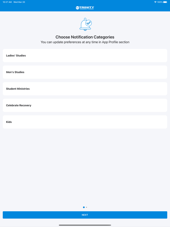 Trinity Community Church DE iPad screenshot 1 - Lifestyle app