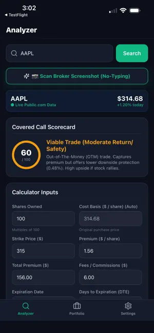 CoveredProfit: Covered Calls screenshot 1