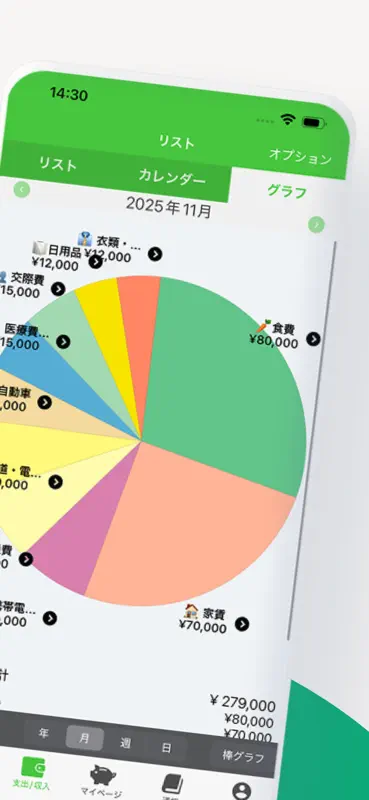 人気家計簿おカネレコ-複数管理ができるお小遣い帳(かけいぼ) screenshot 2 of 9