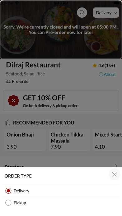 Dilraj Restaurant. Screenshot