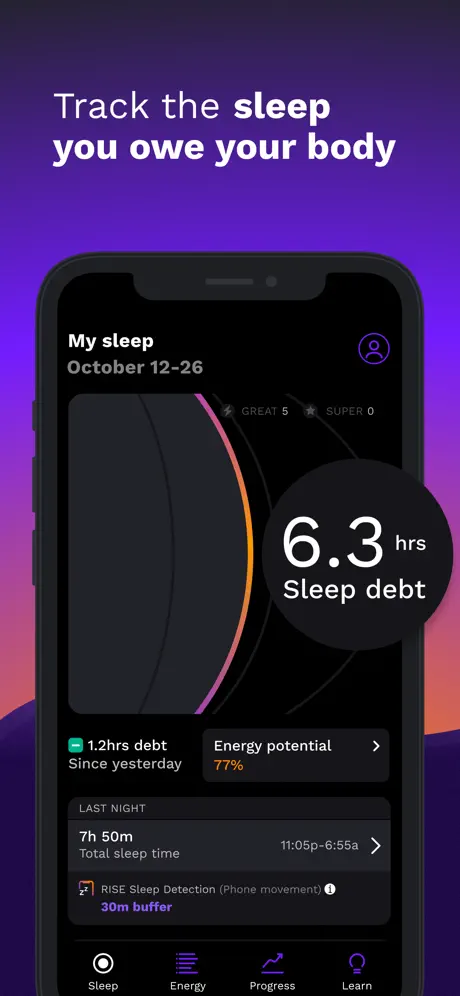 RISE: Sleep Tracker screenshot 2 of 6