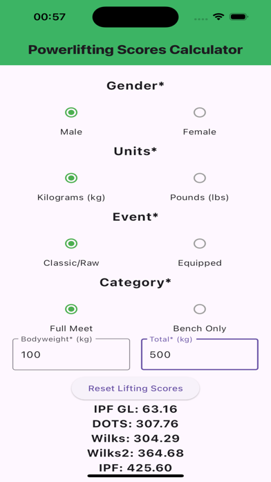 PowerLIFTING CALC Screenshot