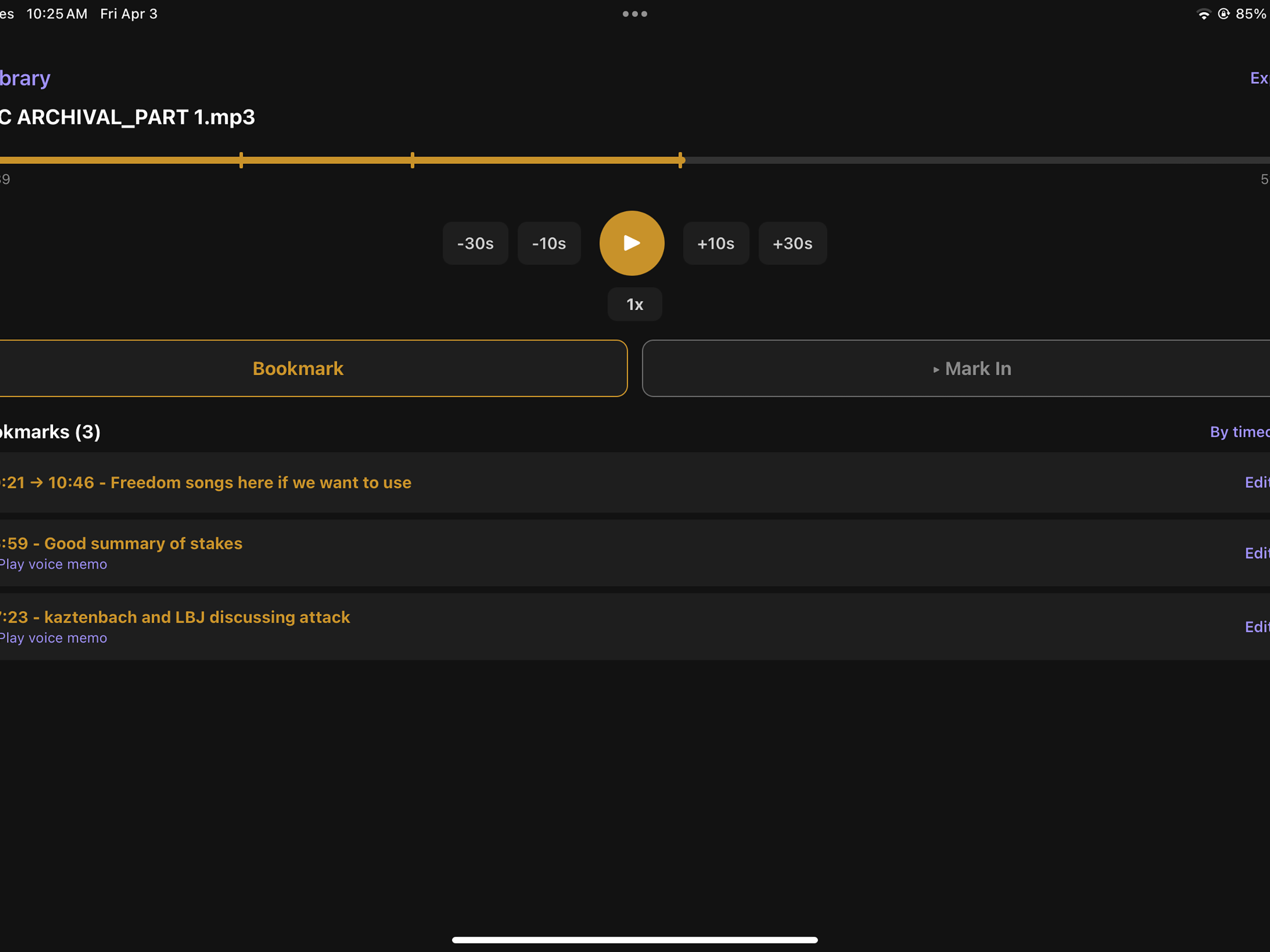 Earmarked: Audio Bookmarks