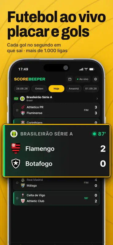 ScoreBeeper: Futebol ao Vivo screenshot 1 of 7