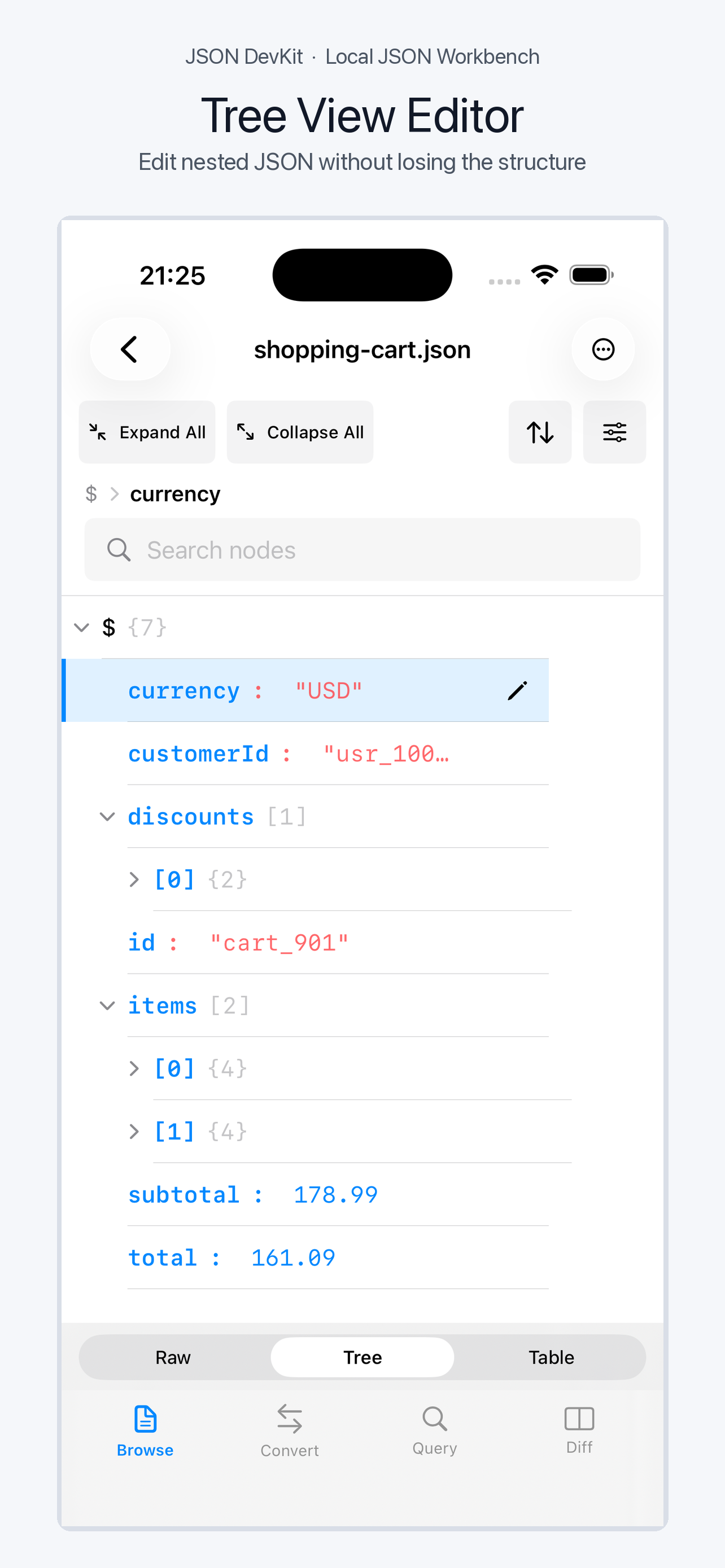 JSON DevKit Editor screenshot 2