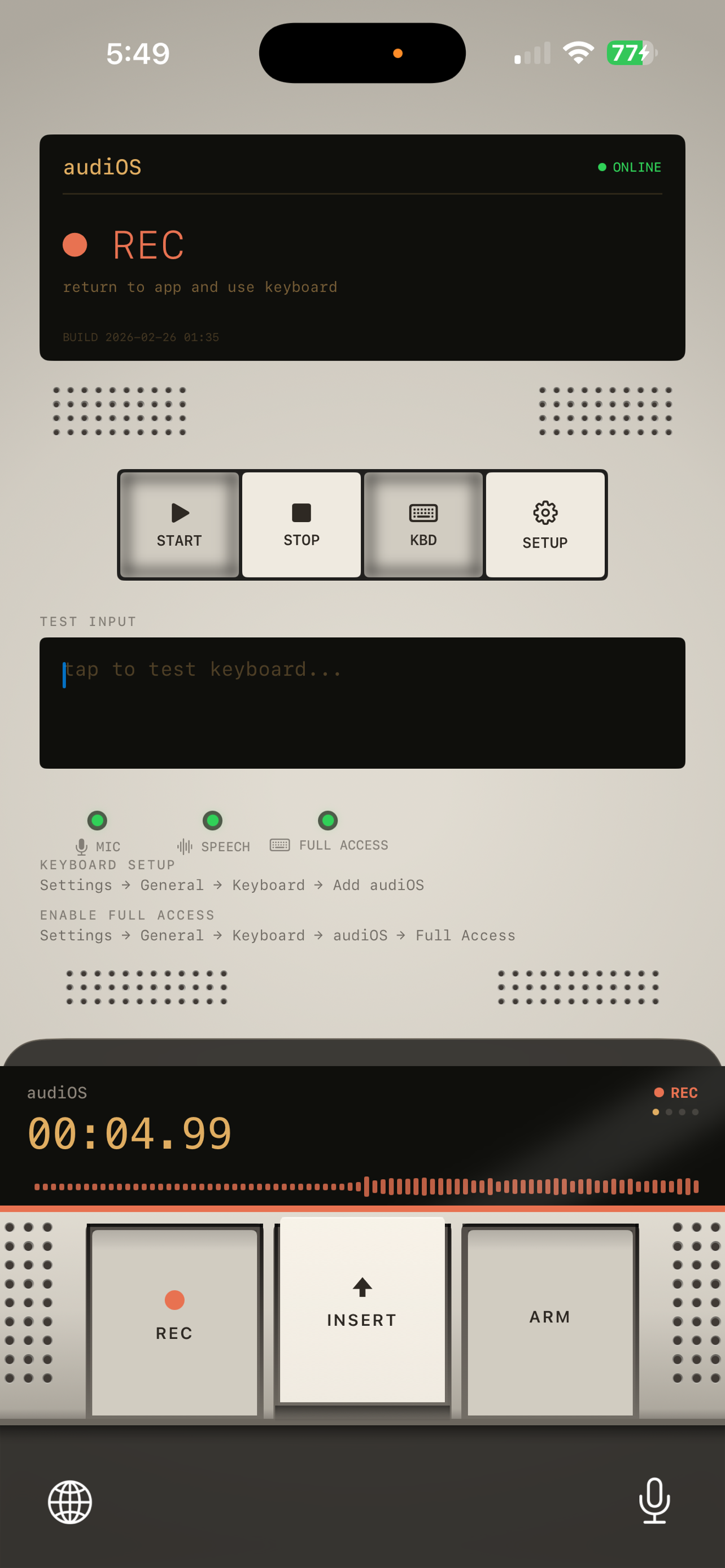 audiOS Terminal Keyboard screenshot 3