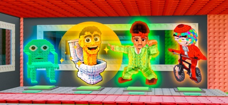 Steal all and Catch Animal - The app displays a formidable selection of brainrots, showcasing the glowing Skibidi Toilet and a peculiar green chair-like creature, ready for action.