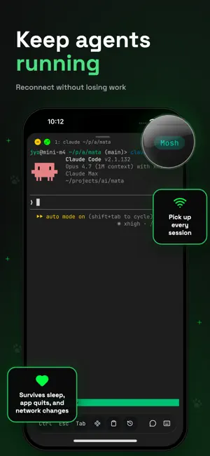 Moshi: SSH & MOSH Terminal iPhone screenshot 1