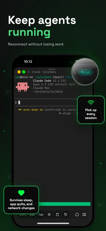 Moshi: herdr/tmux on SSH/MOSH screenshot 1 of 7