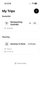 Travel itinerary screenshot