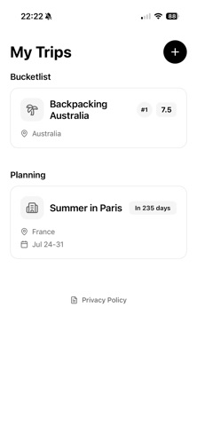 Travel itinerary screenshot
