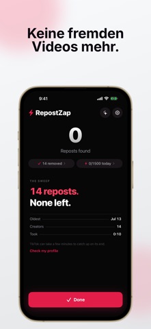 RepostZap: Repost Remover iPhone screenshot 3