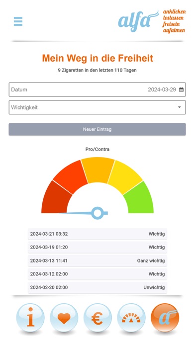 Rauchfrei mit Alfa Screenshot