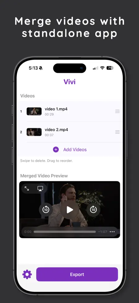 Vivi - Merge Videos on iPhone — screenshot 3 of 7