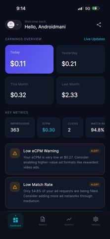 AdMobWise – AdMob Dashboard screenshot