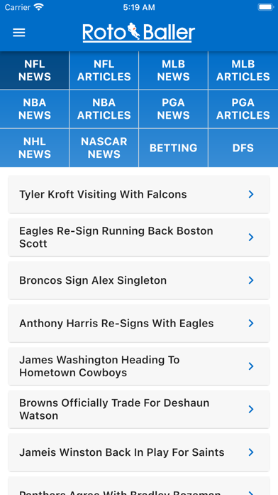 RotoBaller Fantasy Sports News Screenshot