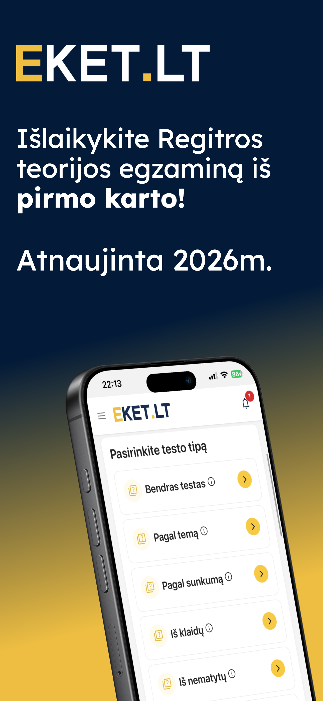 EKET Bilietai 2026 KET Testai
